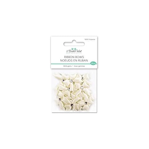 A Brides Wish WB422B Ribbon Bows with Gems, 18pc, Ivory Cover
