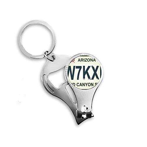 American Car Licence Number Pattern Nail Nipper Ring Key Chain Bottle Opener Clipper