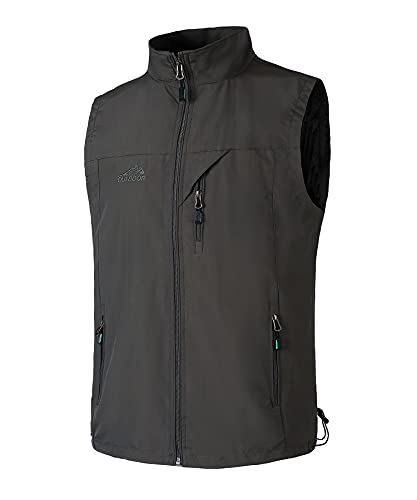 Oralidera Gilet de Pêche Homme Veste Gilet Multipoches Manteau Sans Manche Séchage Rapide Gilet de Chasse Reporter Photographe Randonnée Gilet de Plein air Cover