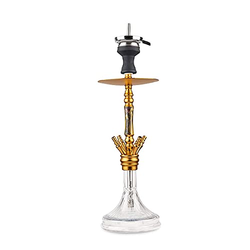 Alligator Shisha Bingo Performance, Alu-Wasserpfeife, Hookah, 4 Anschlüsse, Diffusor, LED, Gold – Bild 3