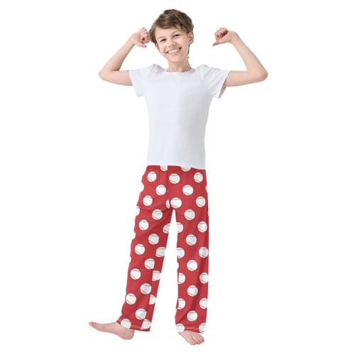 ZZXXB Funny Baseball Pattern Boys Long Pants Soft Trousers Elastic Waist Kids Lounge Bottoms with Pockets S-XL2