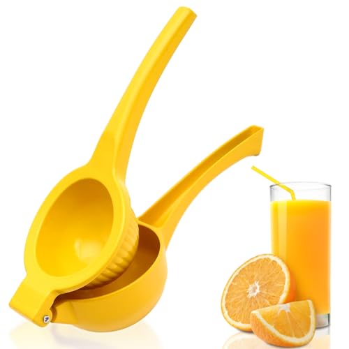 1 exprimidor manual de limones, exprimidor de limones, mini exprimidor de metal, exprimidor manual de frutas, suministros de cocina, exprimidor de limón portátil, exprimidor de seguridad (amarillo)