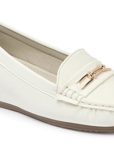 Image of Carlton London Women Comfortable and Stylish Flat Square Toe Slip On Fashion Loafer Shoes for Daily,Office, Casual and Formal Use