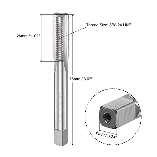 Image of uxcell Thread Milling Threading Tap 3 /8 inch-24 UNF, Left Hand Machine HSS (High Speed Steel) 6542 Uncoated 3 Straight Flutes 2B Tolerance Grade