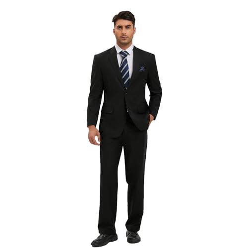 Mens Classic Black Slim Fit Formal Tuxedo Suit 2 Pieces Set for Business Wedding Prom