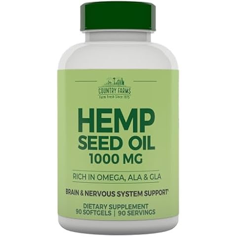 COUNTRY FARMS Hemp Seed Oil 1000mg, Rich in Omega, ALA and GLA, Immune Support, 90 Count Cover