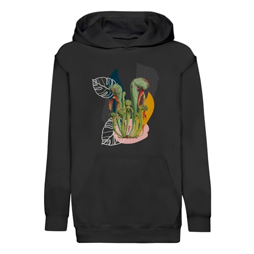 Sweat à capuche enfant Drosera fleur tropicale imprimé jungle premium