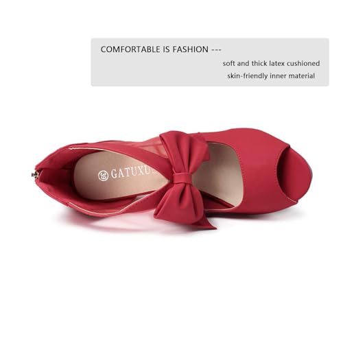 Image of GATUXUS Open Toe Women Platform High Heel Shoes Bows Strappy Sandals