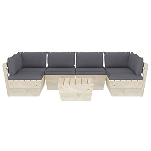 Chusui 7-TLG. Garten-Sofagarnitur aus Paletten mit Kissen, Balkonmöbel Set, Gartenmöbel Set, Gartenlounge Set, Möbelsets… – Bild 4