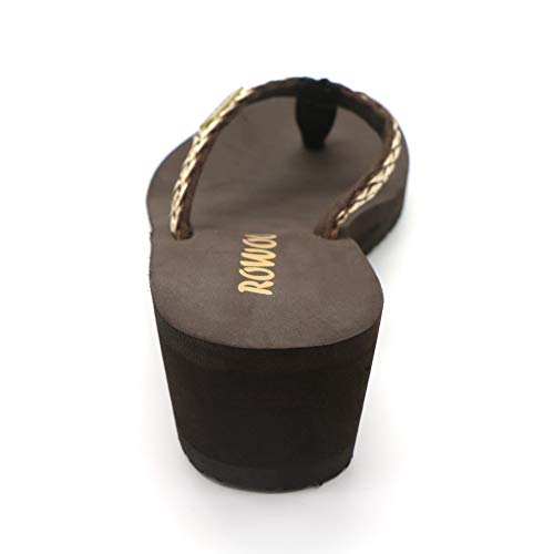 Image of Women Platform Wedge No-Slip Thong Flip Flops High Heels Beach Dressy Sandals
