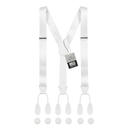 Image of HOLD'EM Tuxedo Suspenders Formal Black 100% Silk Made in USA Button Suspenders for Men Wedding Tux Suspenders for Men