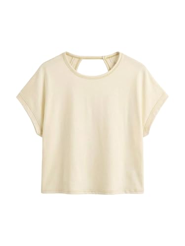 Image of RoseSeek Women's 3 Packs Open Back Tops T Shirt Criss Cross Cut Out Tee Short Sleeve Crewneck Summer Backless Tops