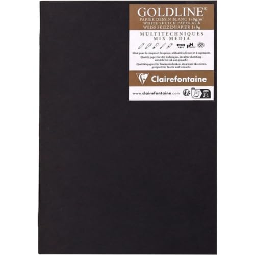 Lot de 5 Carnet piqué Goldline de 20 feuilles de papier à dessin blanc, 140 g/m², A3