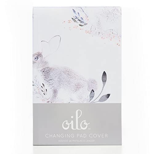 Image of Oilo Crib Sheet, Breathable 100% Turkish Cotton Fitted Jersey, 300 Thread Count, Machine Wash, Fits Standard Crib (28 inch x 52 inch x 6 inch), Toddler Bedding, Girl, Boy, & Neutral Design, Cottontail Bunny