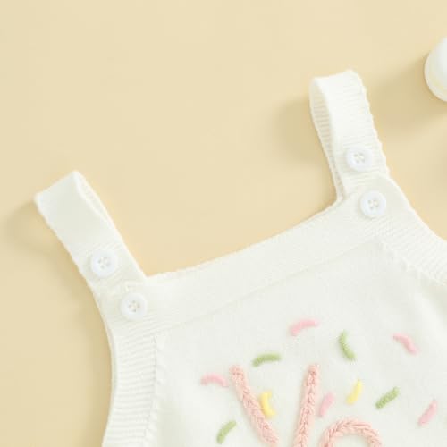 Infant Baby Girl Half First Birthday Outfit Sleeveless Knit Romper Bodysuit Spring Summer Cute Clothes2
