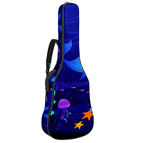 Housse de guitare acoustique et sac à dos de transport imprimé baleine 106 cm