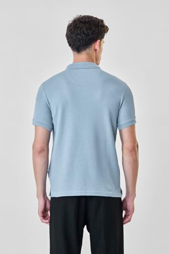 Image of SNITCH Men's Polo T-Shirt | Textured Design & Zipper Closure | 100% Cotton Fabric, Breathable & Durable | Regular Fit, Casual Wear