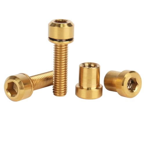 Image of Titanium Bolt M5x16 18 20mm with Washer Steerer Clamp Nut for Bicycle Stem Front Forking Lock Pack of 2 (Gold, M5x20mm)
