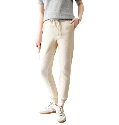 Pantalones de punto para mujer con mezcla de cachemira, máxima calidez y ajuste elástico