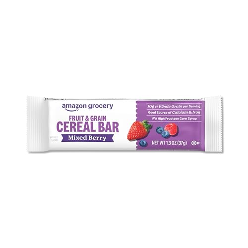 Amazon Grocery, Mixed Berry Fruit & Grain Cereal Bar, 1.3 Oz, 8 Ct (Previously Happy Belly, Packaging May Vary)
