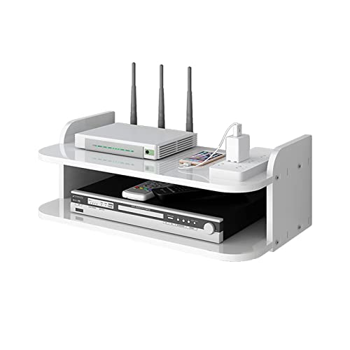 Catekro Meuble TV Étagères Murales, Meuble De Téléviseur Flottant WiFi/DVD Etagere Murale, TV Decodeur Boîte De Rangement (PVC, 35*19.5*12.5 CM)