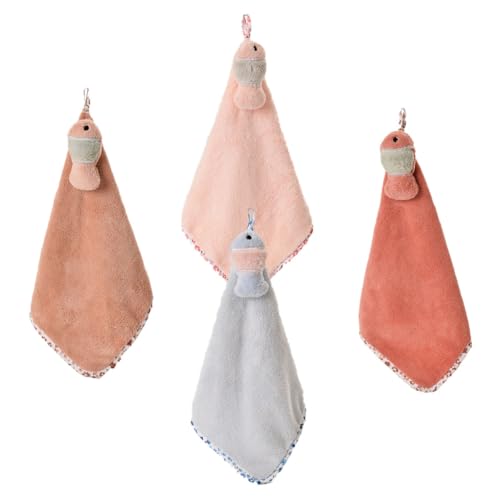 TOKIDNY Toallas de Mano Infantiles de Vellón Dibujos Animados, 4 Piezas Colgantes, Absorbentes Secado Rápido, para Baño y Cocina, Toallas de Limpieza Prácticas Color Color Aleatorio