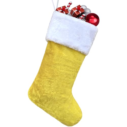 Yellow Christmas Stocking Decorations Personalized...