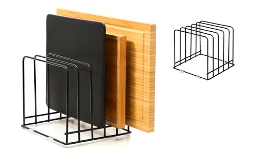 QSYZanZan Cutting Board Organizer(2 Pc),Kitchen Cabinet Dividers for baking sheets,Bakeware Holder with 5 Slots,Space Saving,for used to Baking Tray and Chopping Storage