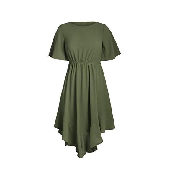 Alaster-Womens-Chiffon-Short-Sleeve-Casual-Midi-Dress-Irregular-Hem-Summer-Dress Alaster Queen Women's Chiffon Short Sleeve Casual Midi Dress Irregular Hem Summer Dress