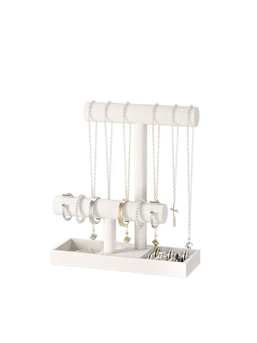 Bracelet and Necklace Holder,Velvet Jewelry Necklace Display Organizer Stand,bracelet Holder for Selling,Bracelet and Necklace Storage Tree (Style 2（Beige）)