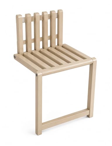 Genérico Asiento de Ducha Plegable de Pared, Taburete Abatible con Listones, Silla Compacta Ahorro de Espacio para Baño, Dormitorio, Balcón y Pasillo(Beige,H-35 CM)