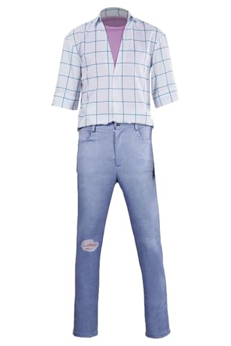 Auoctey Mens Boys Jinu Costume Cosplay Costume Pink Blue Shirt T shirt Pants Outfit Party Halloween Suit Men