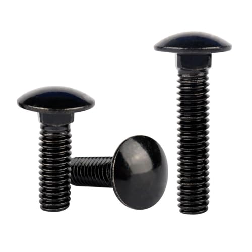 Image of 5 /16-18 x 2-1 /2 inch Carriage Bolts Screws Black Finish, Round Head Square Neck, 304 Stainless Steel 18-8, UNC Full Machine Coarse Thread, 10Pcs
