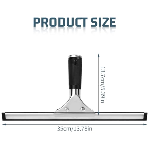 Miniatura 2 de Tibapla Escobillas De Goma Profesional, Rasqueta Limpiacristales Multiusos De 35cm, Rasqueta De Silicona Para Ventana, Limpiacristales De Acero Inoxidable Para Baño, Cristal, Puerta De Ducha
