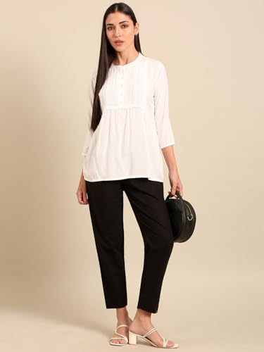 Image of TWIN BIRDS Women Cotton Straight Fit Pants | Ethnic Casual Daily Trousers