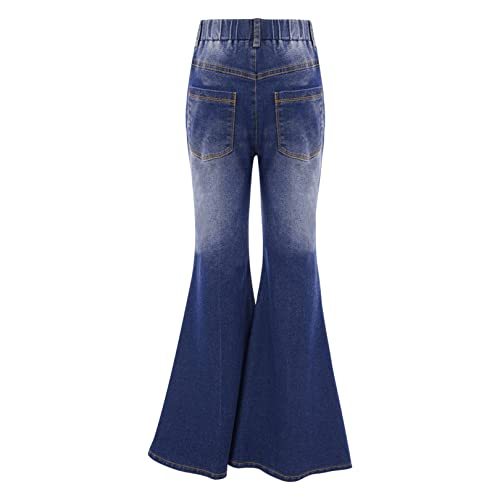 FEESHOW Kid Girls Ripped Denim Jeans Jogging Pants Elastic Waist Slim Wide Leg Broken Denim Skinny Trousers for Spring2