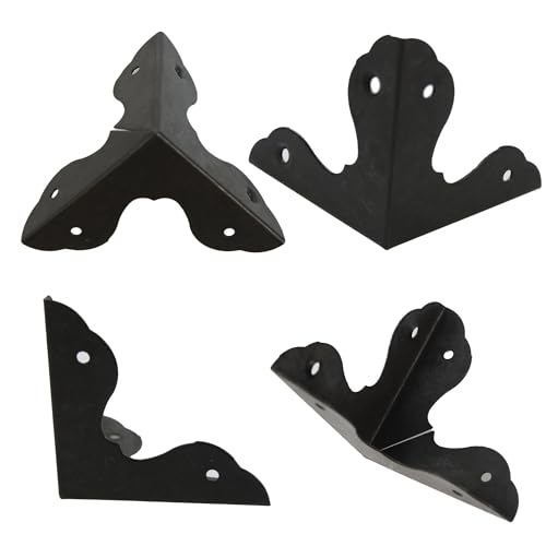 Image of 24PCS 1.3 inch Metal Box Corner Protector, Black Triangle Edge Decorative Case Corner Edge Guard Protector Metal Cabinet Table Edge Cover