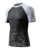 HUGE SPORTS Men's Splice UV Sun Protection UPF 50+ Skins Rash Guard Short Sleeves