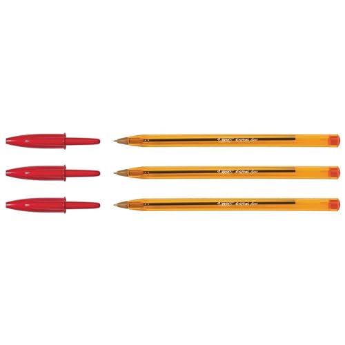 BIC – Juego de 3 bolígrafos bolígrafo 'cristal naranja "punta fina rojo