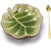 Ceramic Spoon Rest for Stove Top Cute Leaf Shaped Spoon Holder for Kitchen Countertop Cooking Kitchen Spoon Rest Utensil Rest Spatula Rest