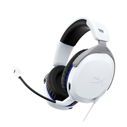 HyperX Cloud Stinger 2, Cascos gaming para Playstation, Drivers de 50 mm y Audio Envolvente, Giro 90º, 3.5 mm, Micrófono Plegable con cancelación de ruido - Blanco