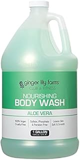 Ginger Lily Farms Club & Fitness Nourishing Body Wash, 100% Vegan & Cruelty-Free, Bath & Shower Gel for Men and Women, Aloe Vera Scent, 1 Gallon (128 fl. oz.) Refill