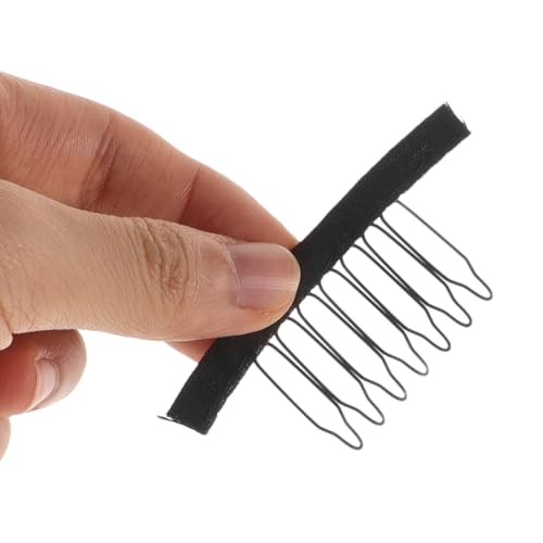 Clips à pression pour perruques noirs : lot de 100 peignes 7 dents résistants