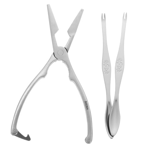 Garneck Meeresfrüchte-Werkzeug-Set 3-in-1 Krabben-/ -schälgabel Klemme Und Clip Zinklegierung