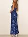MEROKEETY Women's Floral Strapless Maxi Dress 2026 Summer Mesh Tube Bodycon Formal Wedding Guest Cocktail Party Long Dresses, Navy, Small