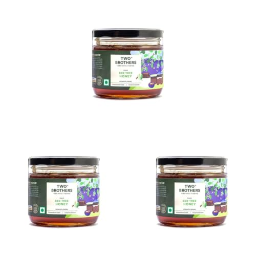 Image of Two Brothers Organic Farms Indian Berry Honey, Raw Mono-Floral Unfiltered (350 g) | Rich in Pollen, Beeswax & Propolis | Immunity-Boosting, Antioxidant-Rich | 100% Natural & Pure (Pack of 3)