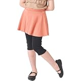 [ever closet] スカッツ キッズ 子供 女の子 6分丈 レギンス付き スカート [ オレンジピンク×ブラック 150 ] 無地 ストレッチ 春 夏 通園 通学 日常着 子供服 キッズ服 エバークローゼット