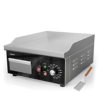 TOPKITCH Electric Griddle, 14 Inch Flat Top Grill Commercial Electric Griddles Stainless Steel Adjustable Temperature Control 90?-575? for Home or Restaurant Use