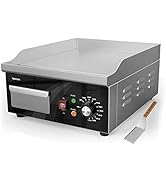 TOPKITCH Electric Griddle, 14 Inch Flat Top Grill Commercial Electric Griddles Stainless Steel Ad...