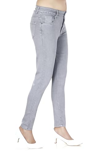 Image of TWGE - Women's Low Rise Skinny Fit Jeans - Single Button, Stretchable Denim Pants - Ankle Length - Stylish Casual Wear
